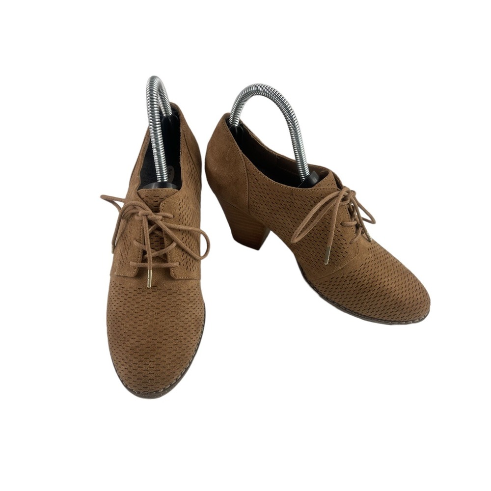Dr. Scholl's Credit Ankle Boots Women 8 M Shoes Brown Suede Lace Up Heel Bootie